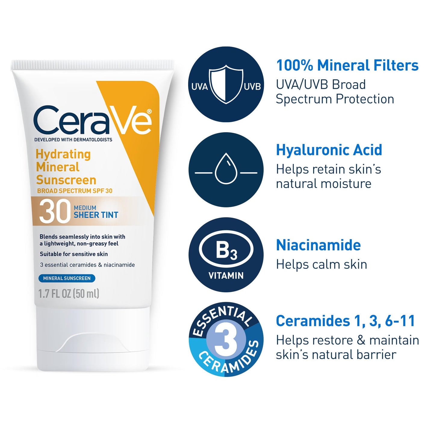 CeraVe - Hydrating Mineral Sunscreen SPF30 (teinté)